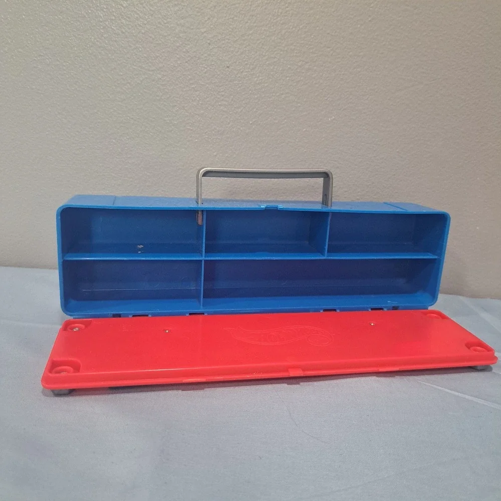 VTG 1998 Hot Wheels Shadow Jet 6 Car Carrying Case Blue Red Tara Toy 20015 Retro